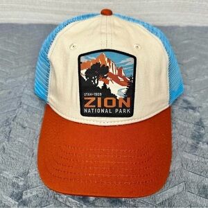 GC Zion National Park Utah Men's Retro Vintage 1909 Stitch Patch Trucker Cap